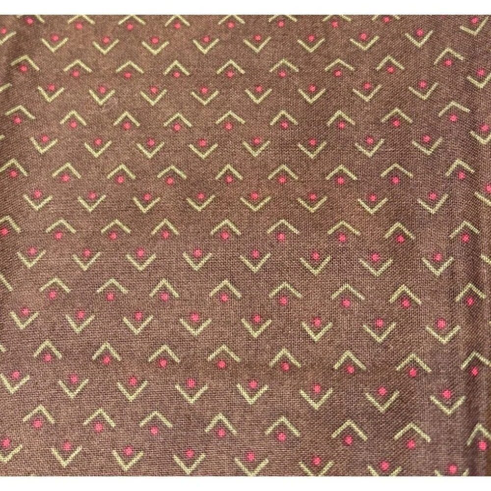 Brown Cotton Fabric Piece Chevron & Dots Pattern 19